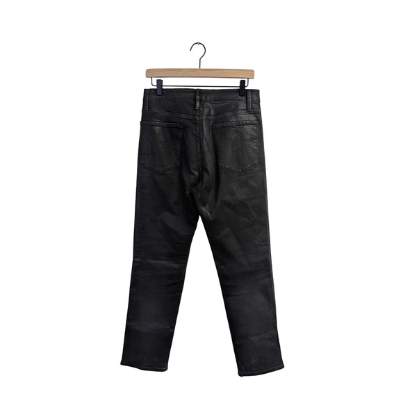 FRAME Le Sylvie Coated High Rise Slim Leg Jeans Edgy Alternative Sexy Black 31 - Picture 7 of 8